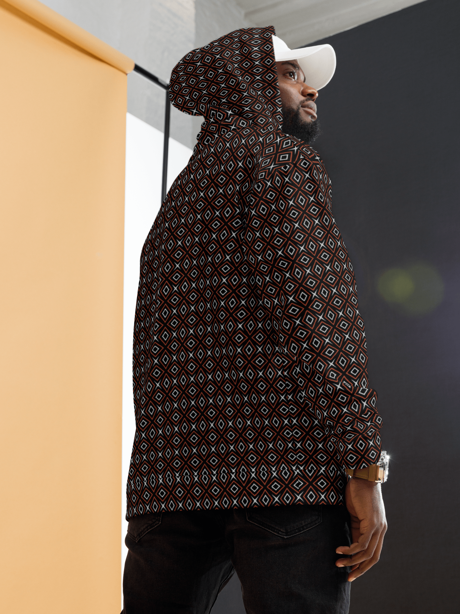 Diamond Dunes Geometric Allover Print Hoodie for Men and Women product image (6)