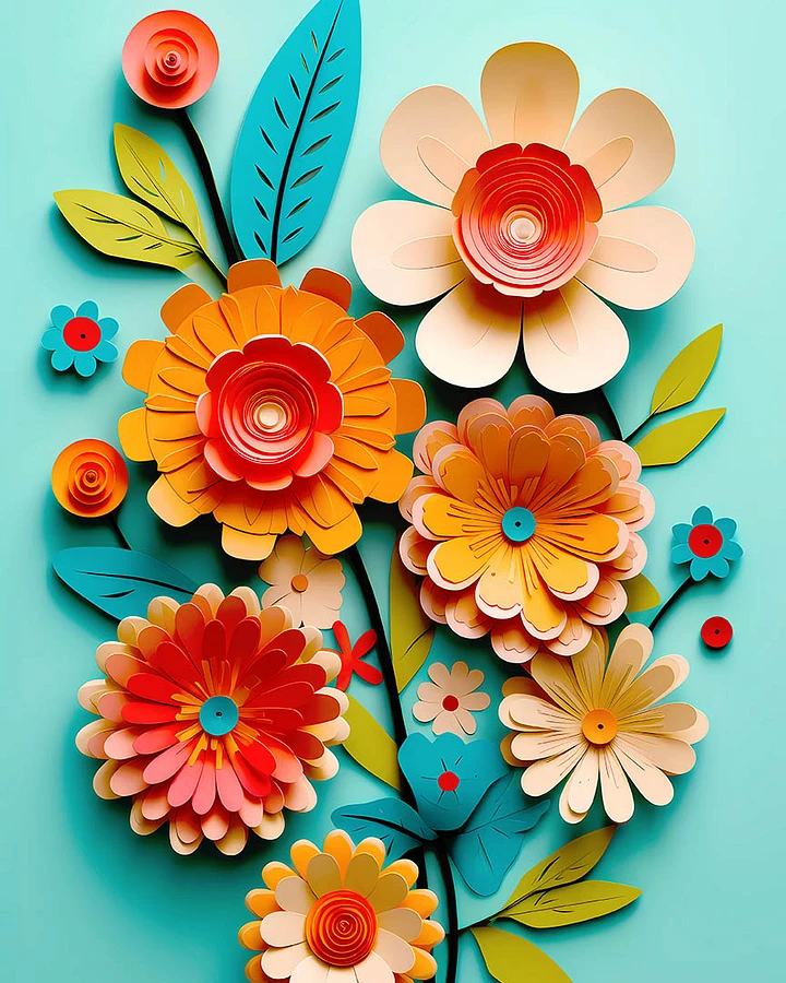 Vibrant Quilled Paper Garden Artwork: Colorful Floral Wall Decor Matte Poster product image (1)