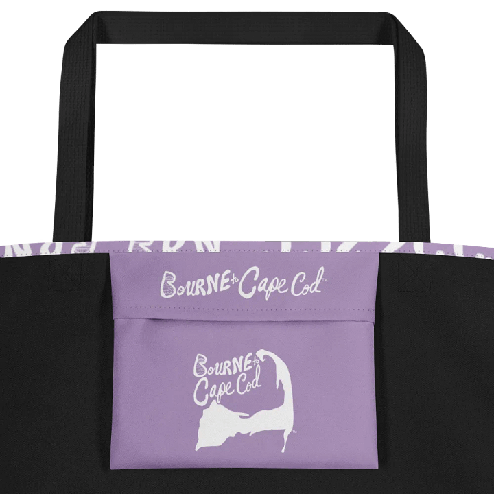 BRN.2C.C.™ | Large Tote Bag with Pocket | Coastal Classic | All-Over Logo Print | White Logo Repeat on East Side Lavender product image (2)