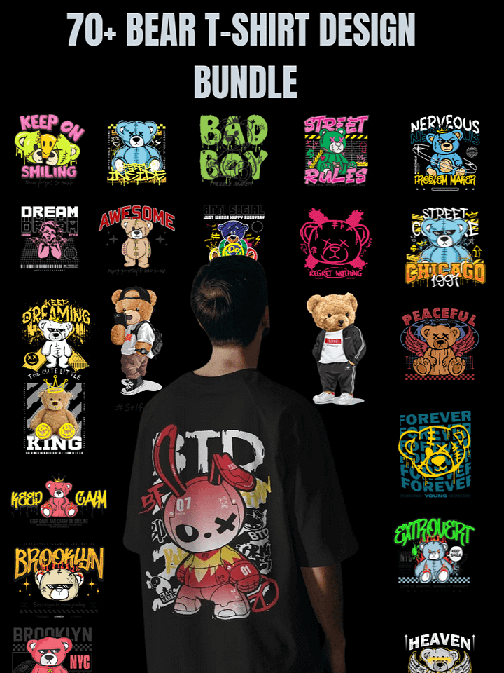 Bear T-shirt Design Bundle product image (1)
