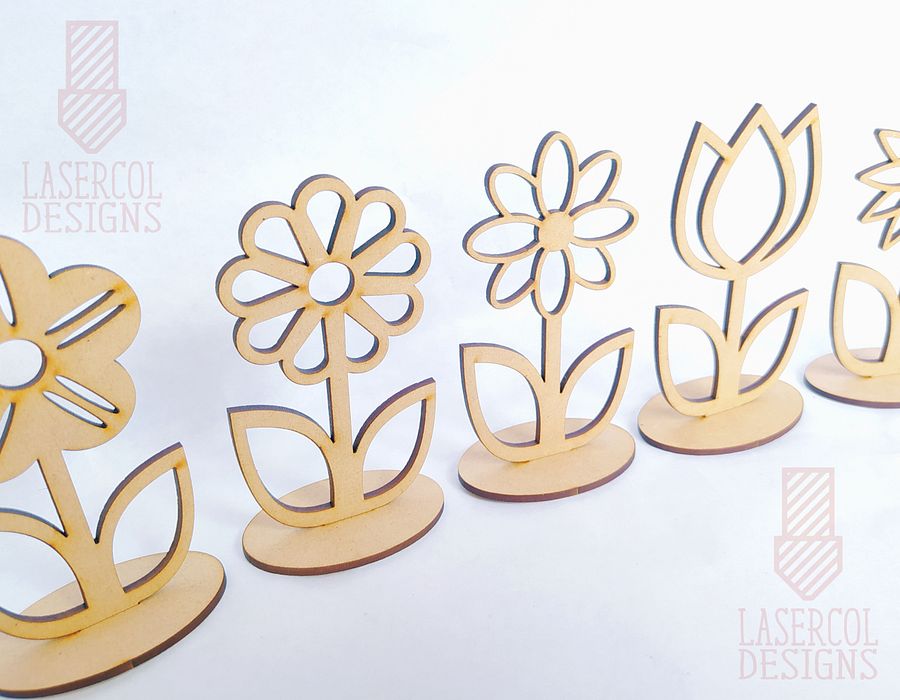 Flowers - Set 3 - (Two Sizes, Five Styles)- Laser Cut Files product image (5)