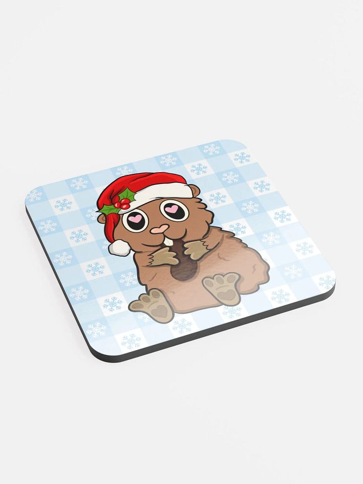 Christmas Guinea Pig Coaster (On Blue) product image (2)