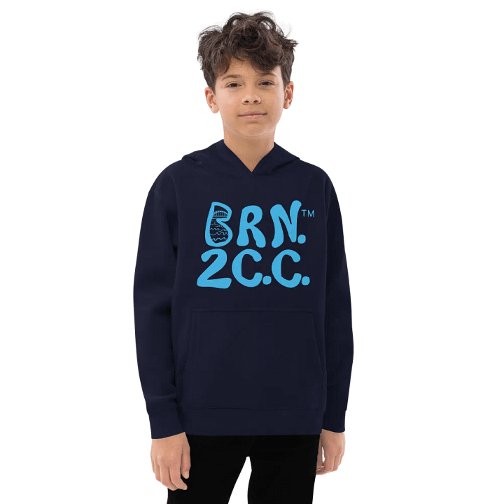 Boys' | BOURNE to Cape Cod™ | DTG Vintage Print | Youth Hooded Fleece Pullover | Cozy Coastal Adventure | Blue Logo product image (2)