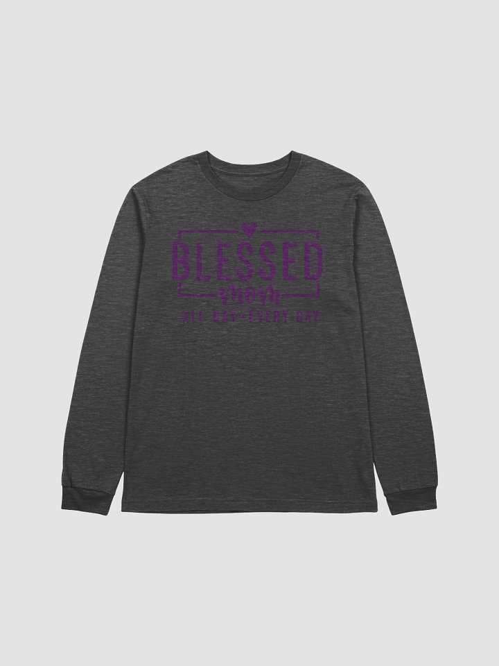 Blessed Mom Long Sleeve Tee | Heartfelt Script Design | Daily Mom Life Wear product image (1)