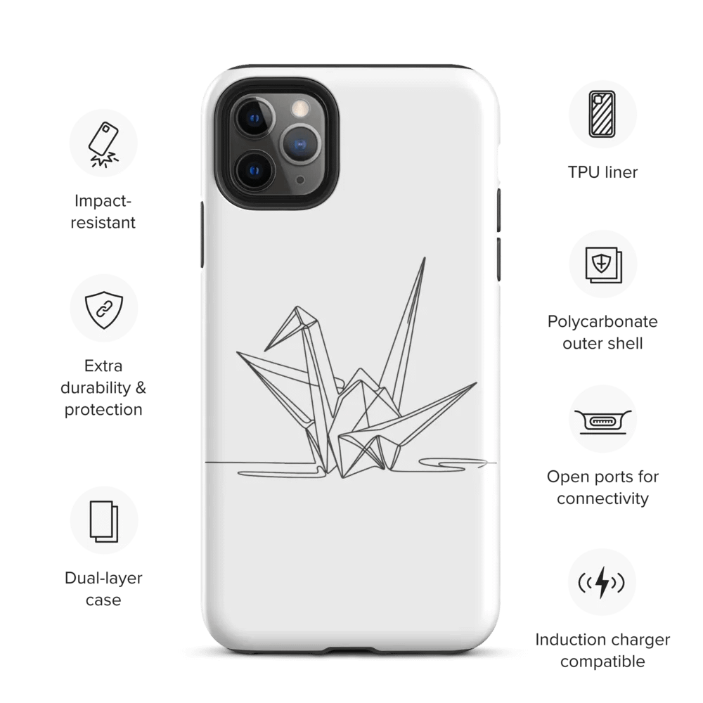 Origami Crane Line Art Design Tough iPhone Case product image (35)