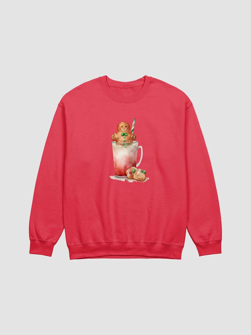 Watercolor Gingerbread Man Drink Christmas Front Print Unisex Crewneck Sweatshirt