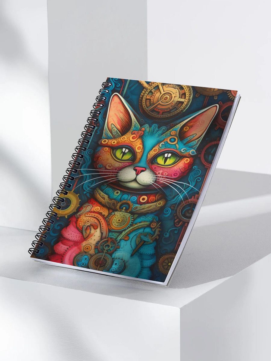 Whimsical Steampunk Cat Spiral Notebook product image (3)