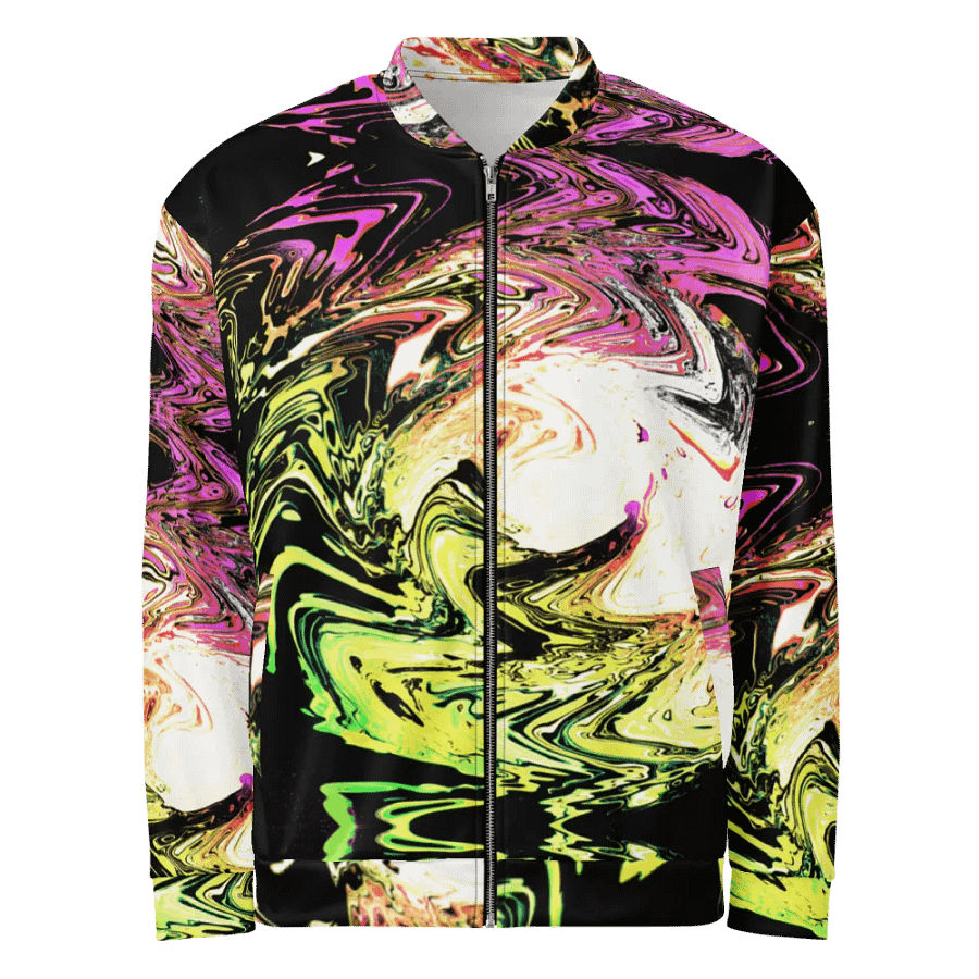 Abstract Neon Daisy Swirl Unisex All Over Print Bomber Jacket product image (5)