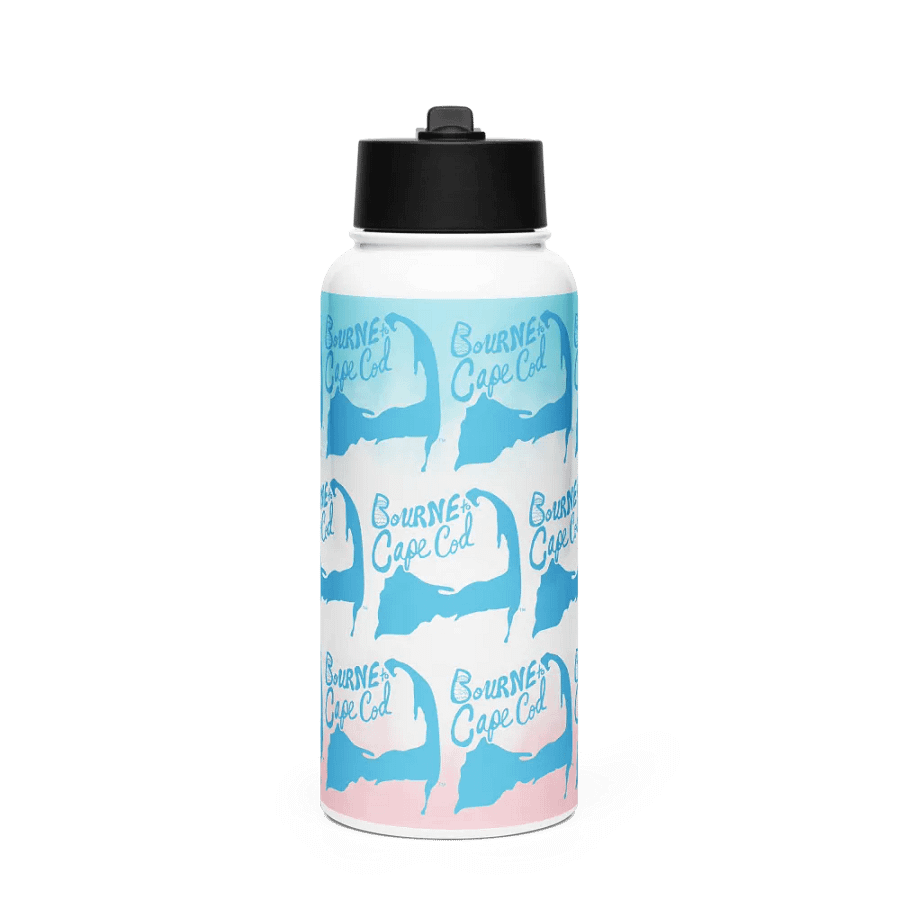 BOURNE to Cape Cod™ | Blue Repeat Logo Pattern | Stainless Steel Water Bottle | Iconic Pink, White & Blue product image (1)