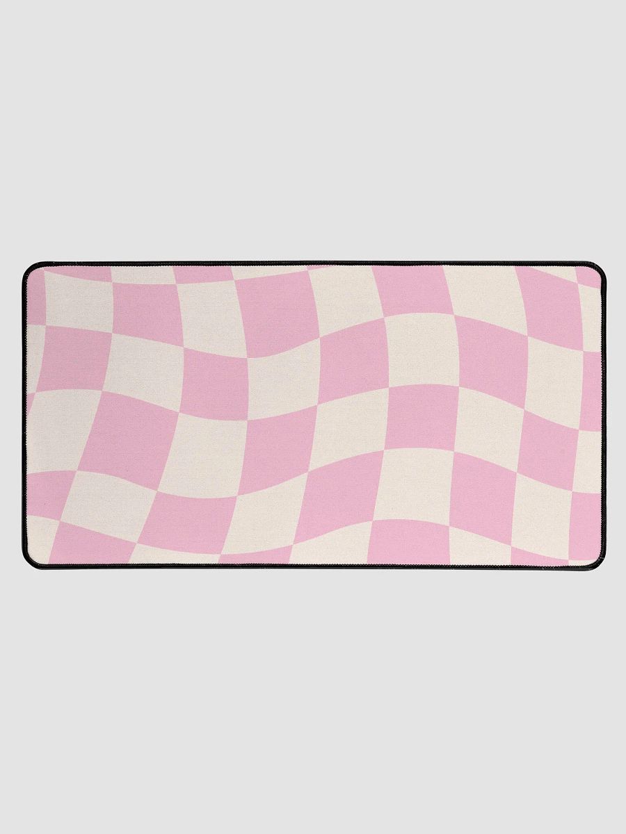Retro Charm Pink and Cream Wavy Checkerboard Keyboard Mat product image (1)