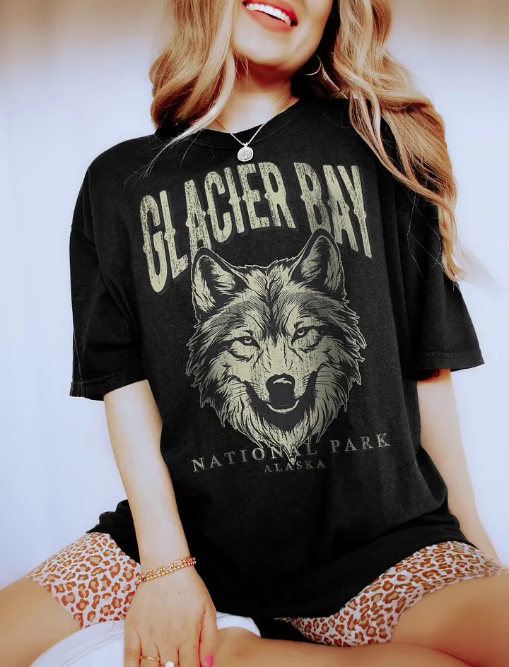 Glacier Bay National Park, Alaska Tee | Vintage-Style Grunge Western Shirt with a Wolf's Head product image (1)