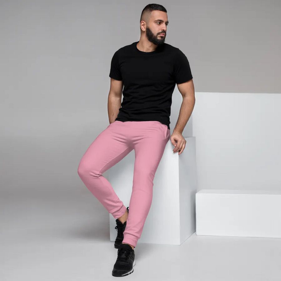 Plain Bubblegum Pink Soft Summer Recycled Polyester Premium Men's Joggers by Treasure Pie product image (7)