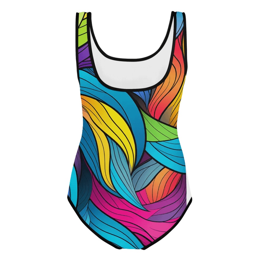 Waves of Rainbow Color One-Piece Girls Bathing Suit product image (2)