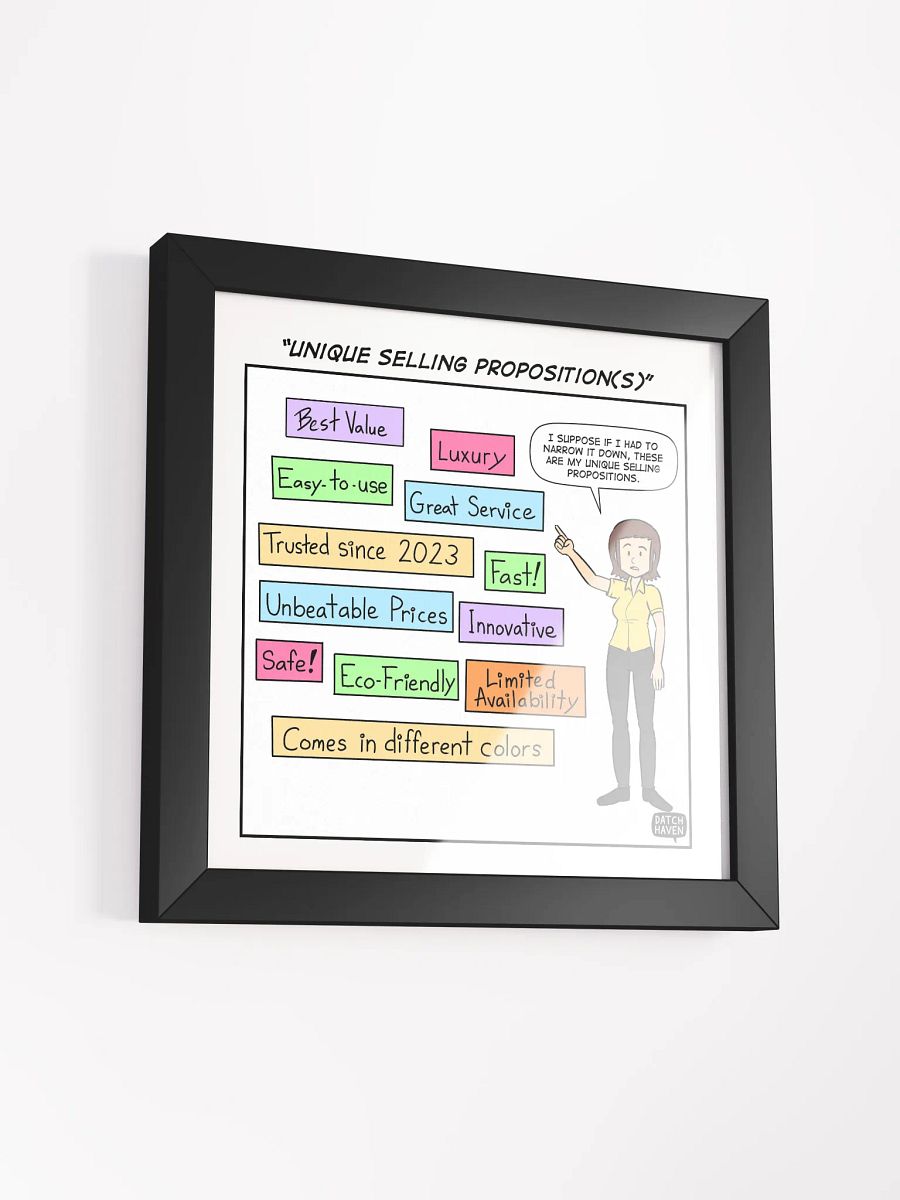 "Unique selling proposition(s)" framed poster (10″×10″) product image (3)