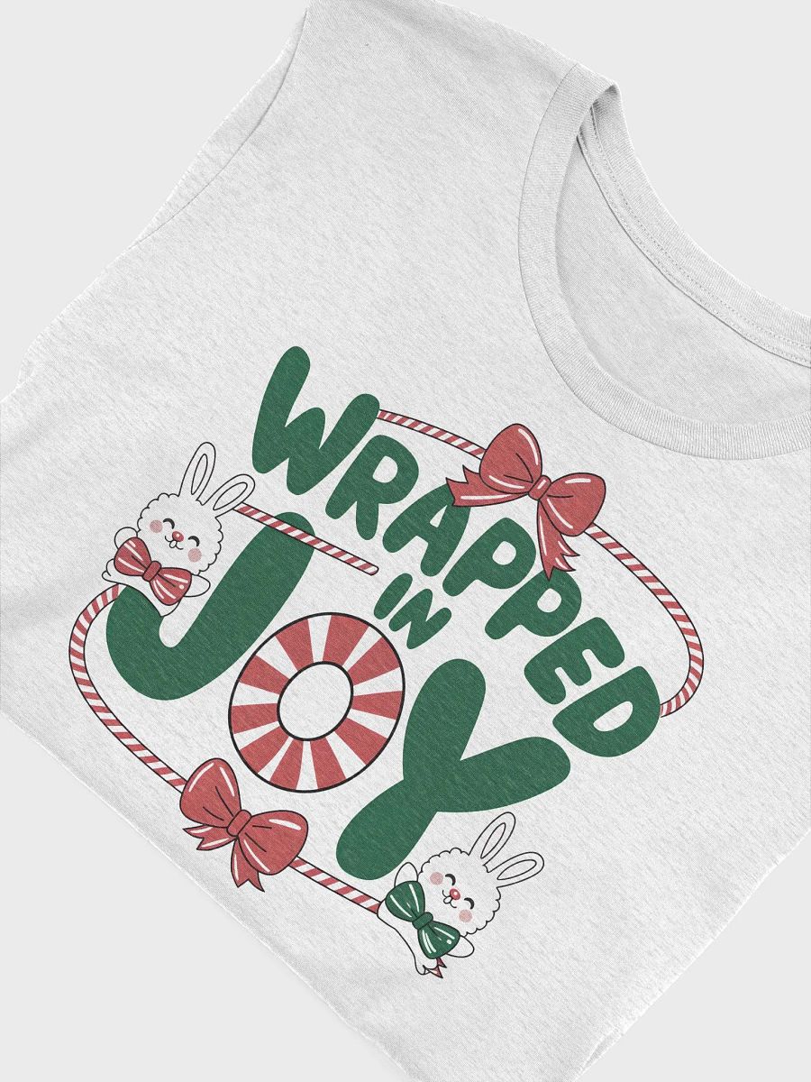 “WRAPPED IN JOY” t-shirt, holiday cheer, festive spirit, cheerful t-shirt, festive outfit, holiday-themed shirt, merry and bright, Christmas clothing, joyful design, gift idea product image (5)