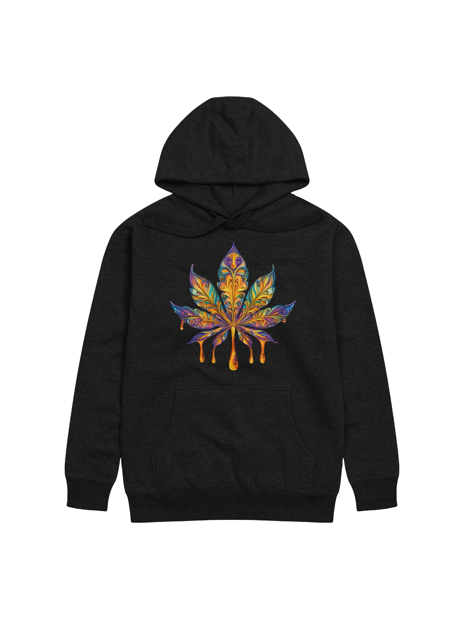 Psychedelic Drip Cannabis Leaf | Trippy Rainbow Graphic Unisex Hoodie product image (4)