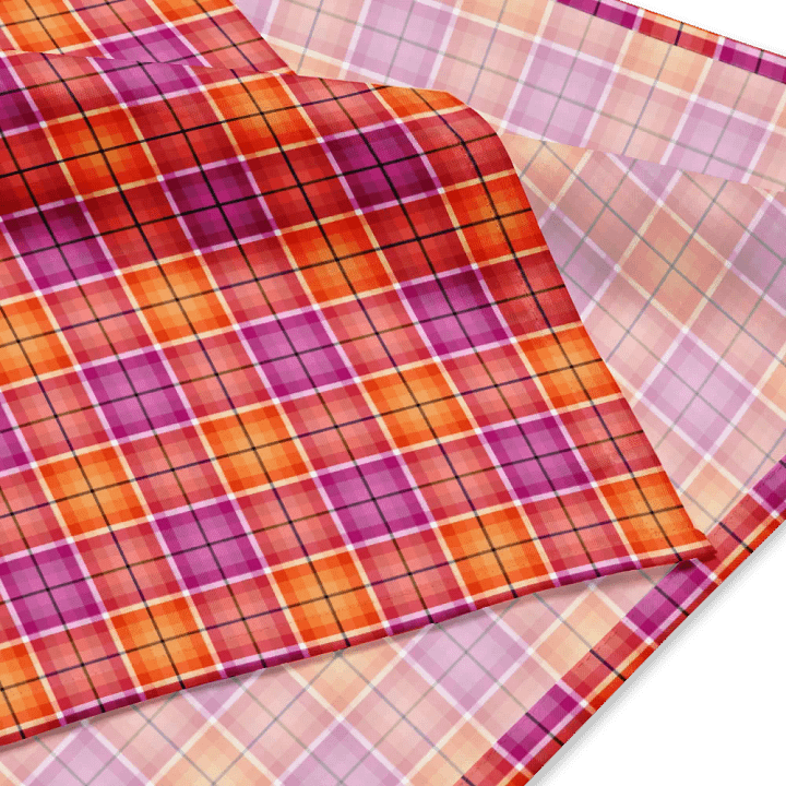 Bright Orange and Pink Plaid Bandana product image (2)
