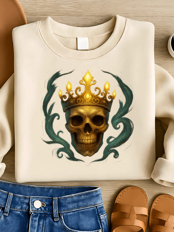 Enchanted Skeleton Crown Sublimation PNG – Magical Royal Skull for T-Shirts – Mystical Gothic Halloween – 300 DPI Instant Digital Download product image (1)