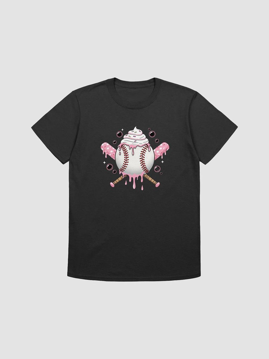 Sweet Softball Vibes T-Shirt – Cute Dripping Ice Cream Baseball & Pink Polka Dot Bats product image (1)