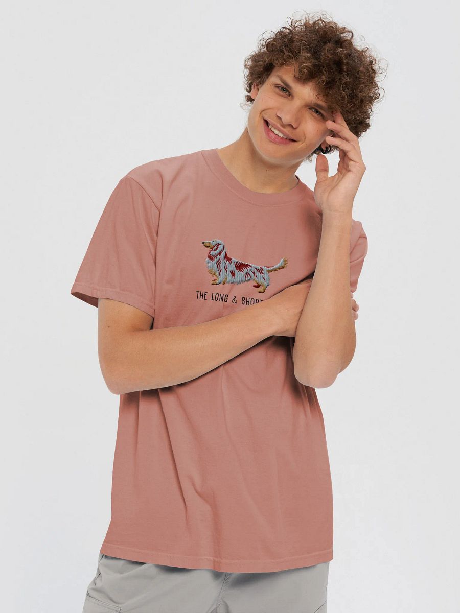 The Long & Short of It T-Shirt(Embroidered) of a Longhaired Dachshund(Red Dapple) product image (21)