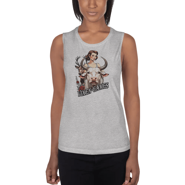 Vixen Games White Bull and Stag with roses flowy tank product image (9)