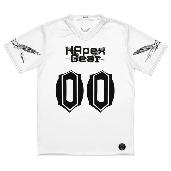 Recycled Unisex Sports Jersey - White - Mr I'm Not Important - Black HApex Gear Black Logo product image (2)