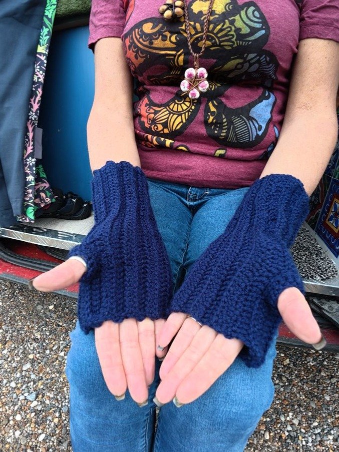 Crocheted Navy Women's Gloves/Hand Warmers product image (1)