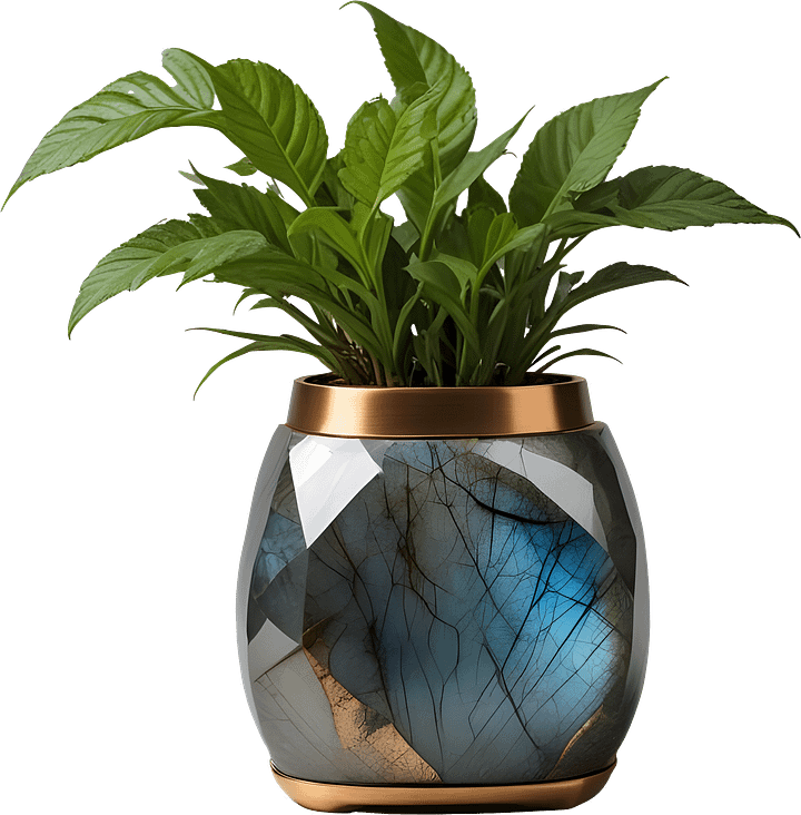 Stellar Luxe – Labradorite & Bronze Vase PNG product image (1)