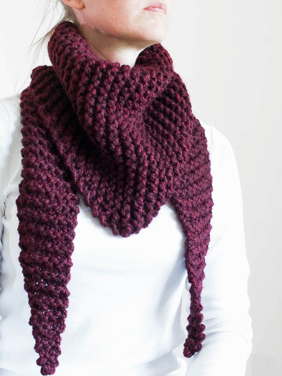 Triangle Scarf Cowl Knitting Pattern - Claret product image (2)