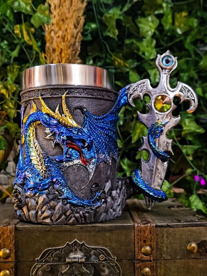 The Armored Kingdom Sapphire Blue Sentinel Dragon Mug product image (1)