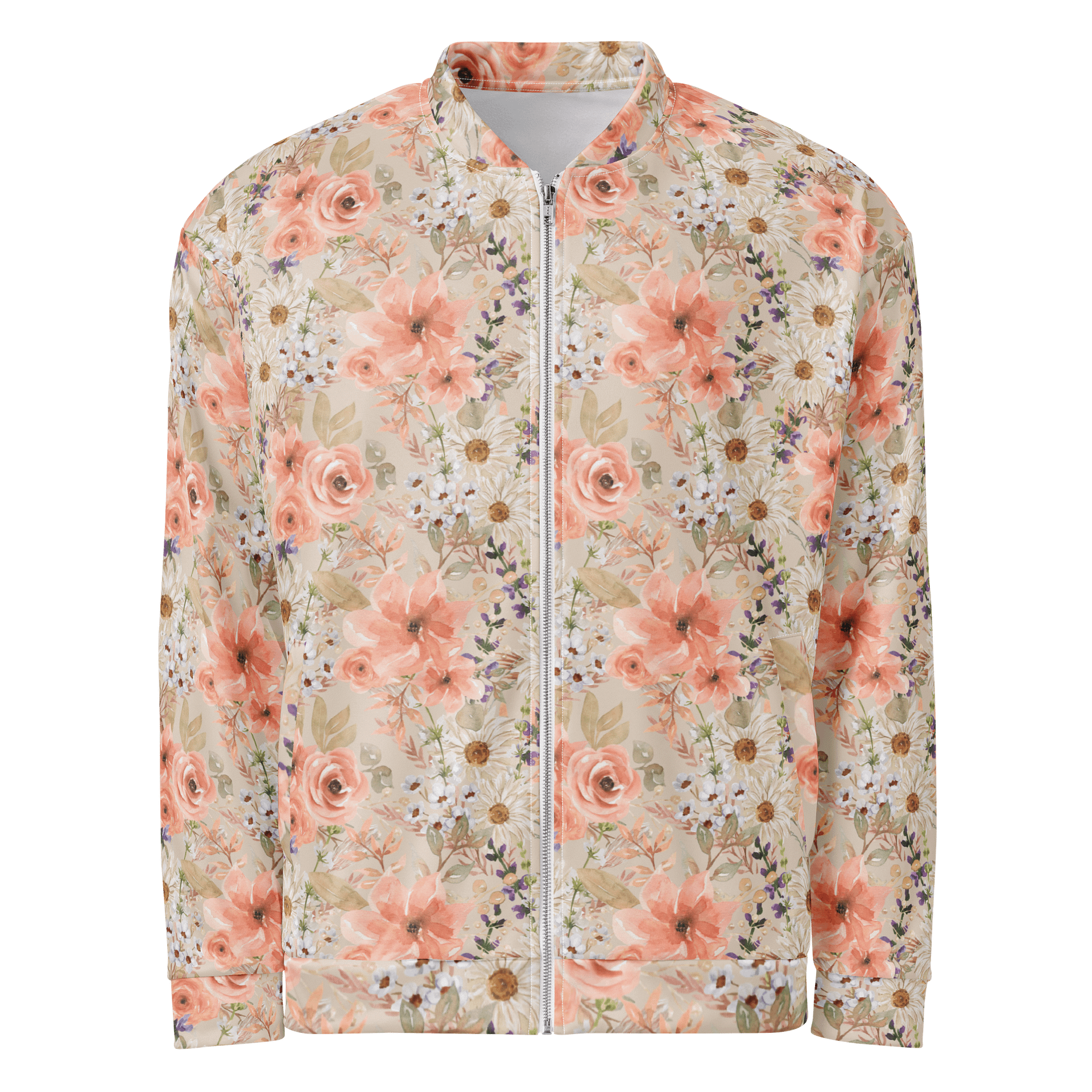 Orange Flowers Bomber Jacket product image (1)