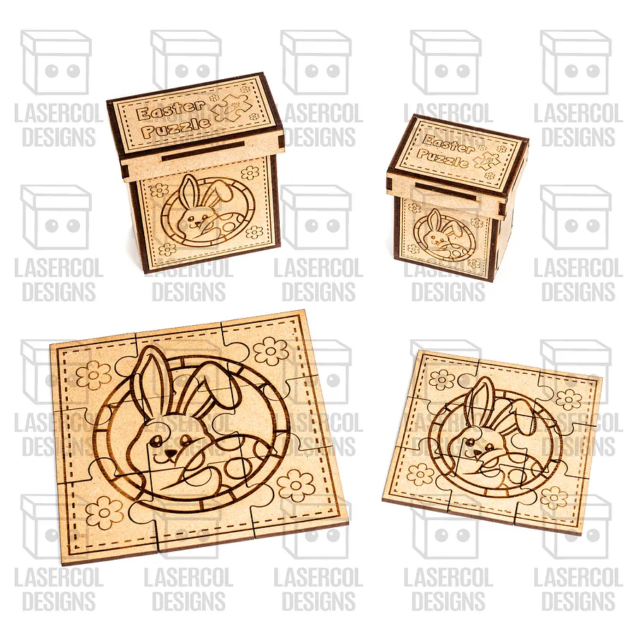 Easter Bunny Puzzle With Box Set 1 (2 Sizes) - Laser Cut Files product image (4)