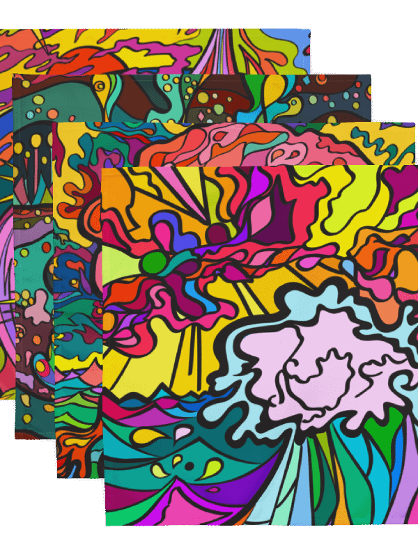 Swirling Spectrum Cloth Napkin Set (4) – Colorful Marine Life product image (1)