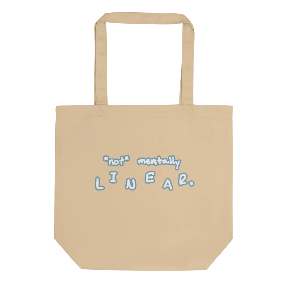 *not* mentally linear (lined design, #709AAF) tote bag product image (4)
