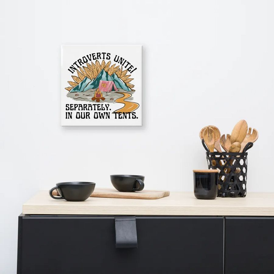 Hand-drawn funny camping introvert retro style canvas wall art product image (9)