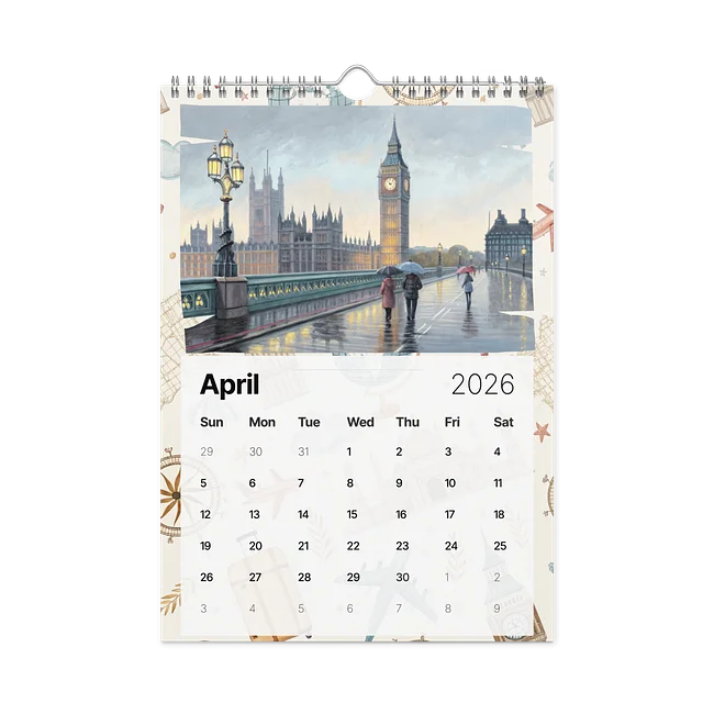WORLD CAPITALS  WALL CALENDAR 2026