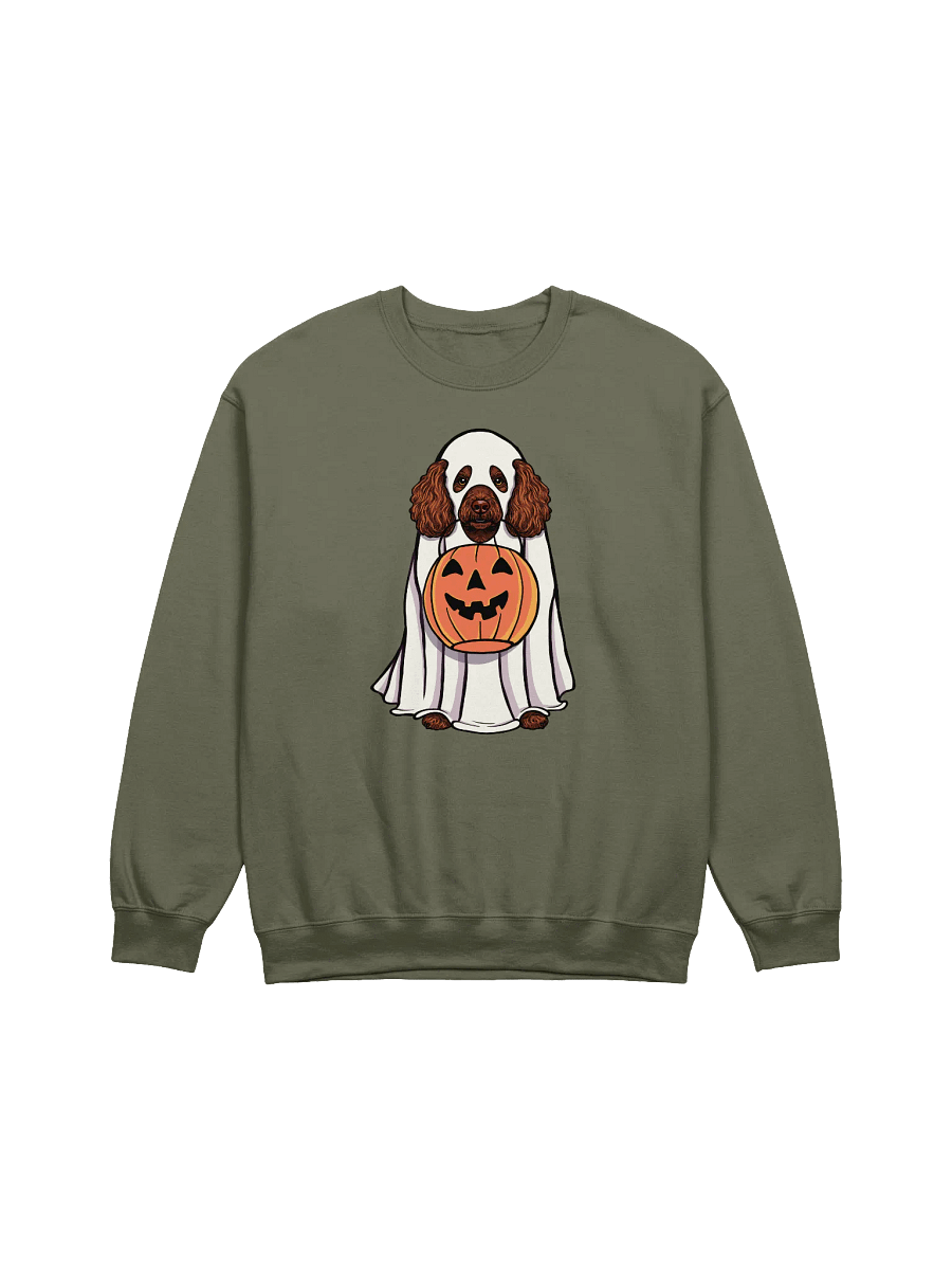 Funny Halloween Mini Poodle(Brown) Sweatshirt | Funny Poodle Wearing a Ghost Costume and Holding a Pumpkin Basket product image (17)