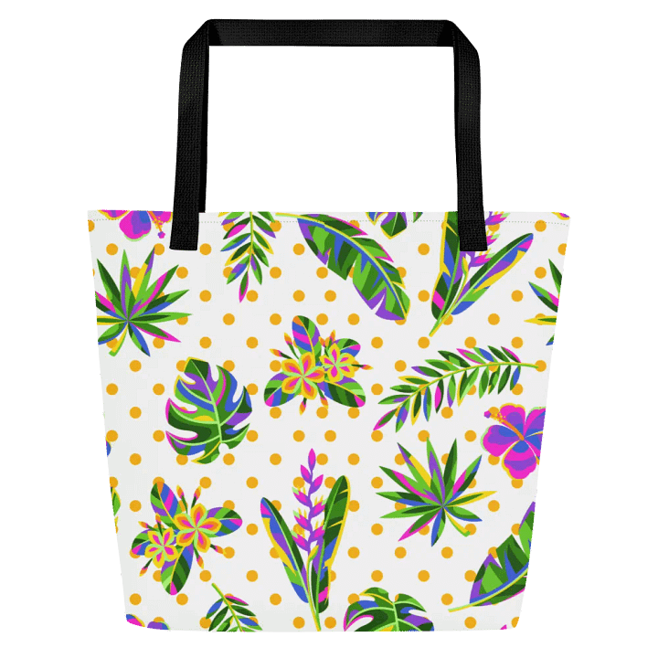 Big printed tote bag with beachy tropical vibe product image (1)