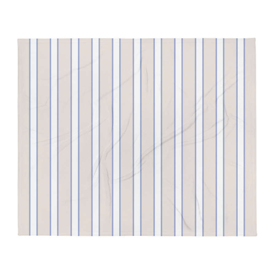 HAMPTONS CHIC - CLASSIC BLUE WHITE STRIPED PLUSH BLANKET product image (2)