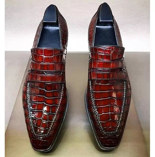 Handmade Men Alligators Leather Shoes, Men Crocodile Leather Shoe, moccasin shoe product image (1)