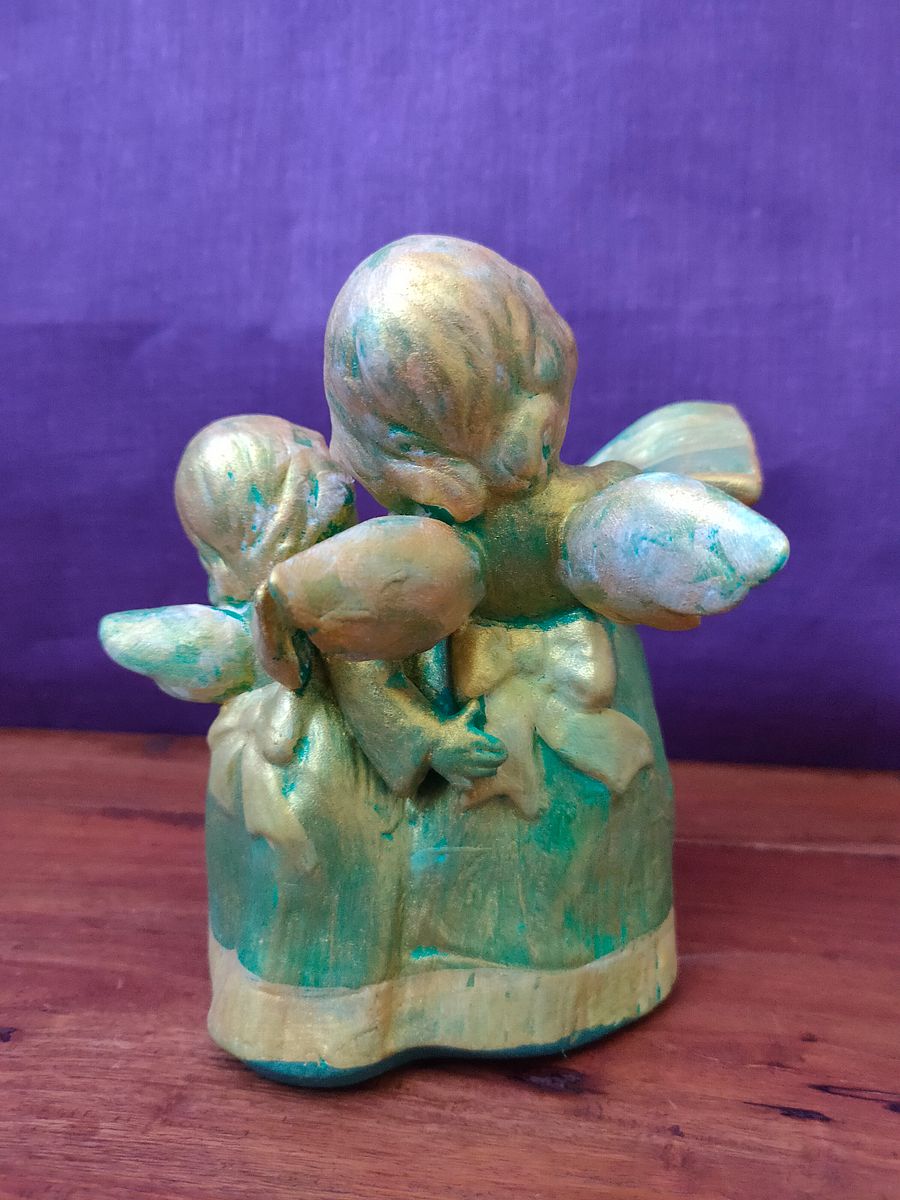 Dupla de Anjos Cantores Verdes - Exclusiva, Pintada à Mão product image (6)