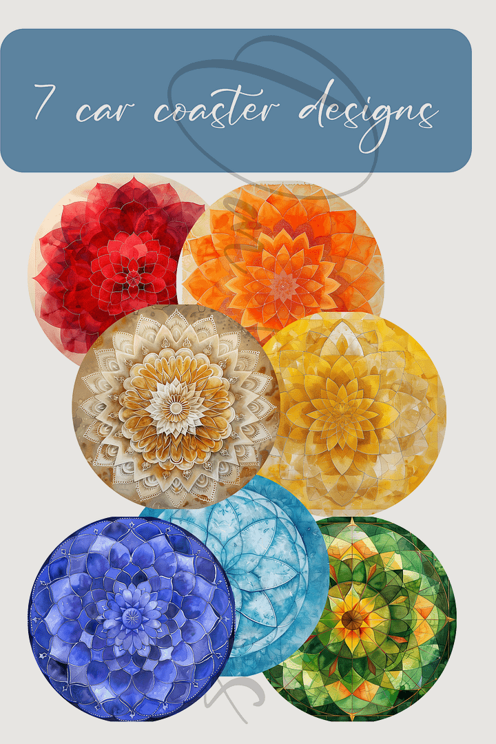 Free car coasters sublimation design, round png with transparent background product image (1)