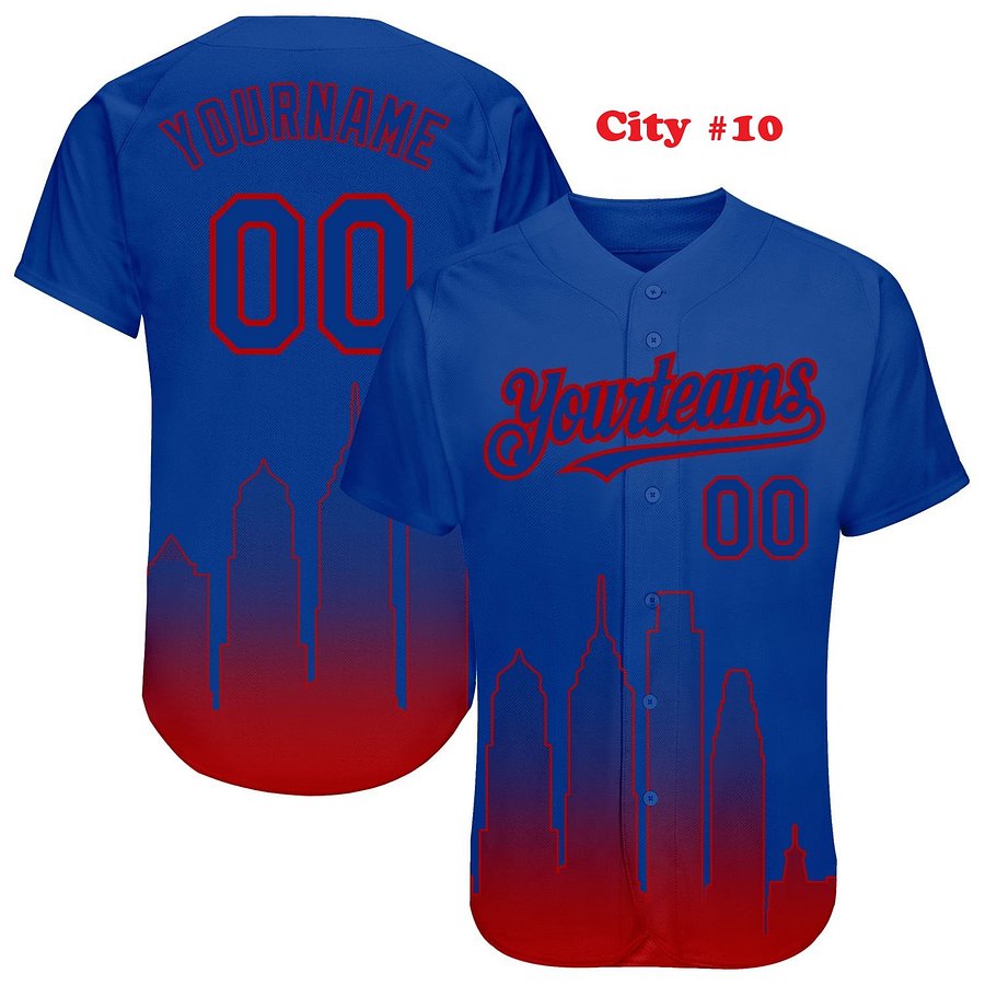 Authentic Gradient Fashion Baseball Jersey Up Down Colors City Collection, Personalized Sport Jersey, Two Tones product image (5)