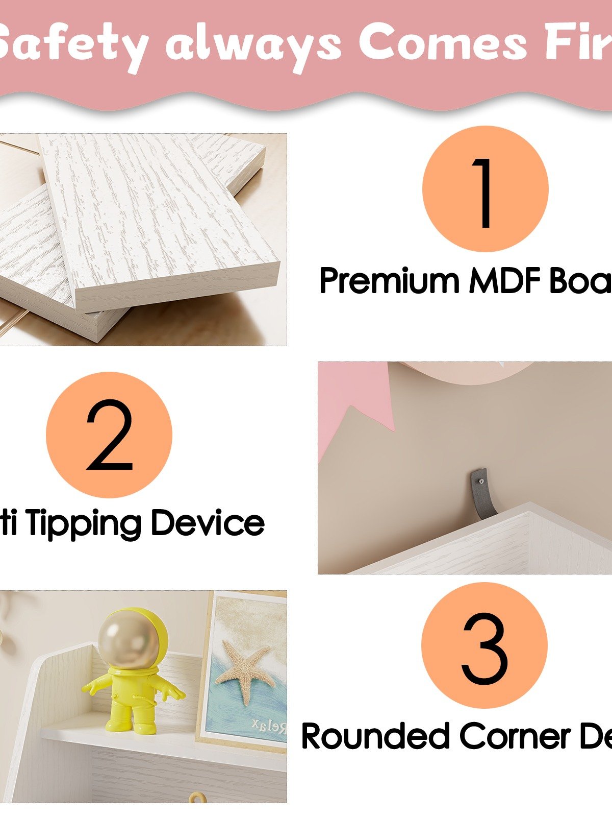 4-Tier Kids Bookshelf and Toy Storage, Book Shelf for Kids Rooms, Wooden bookcase for Toddler Children Baby in Nursery Playroom Living Room - Idea Gifts for Boys and Girls (White) product image (4)