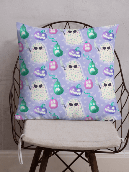 Little Ghost Pumpkin Carver in Purple & Pink - Pillows product image (3)