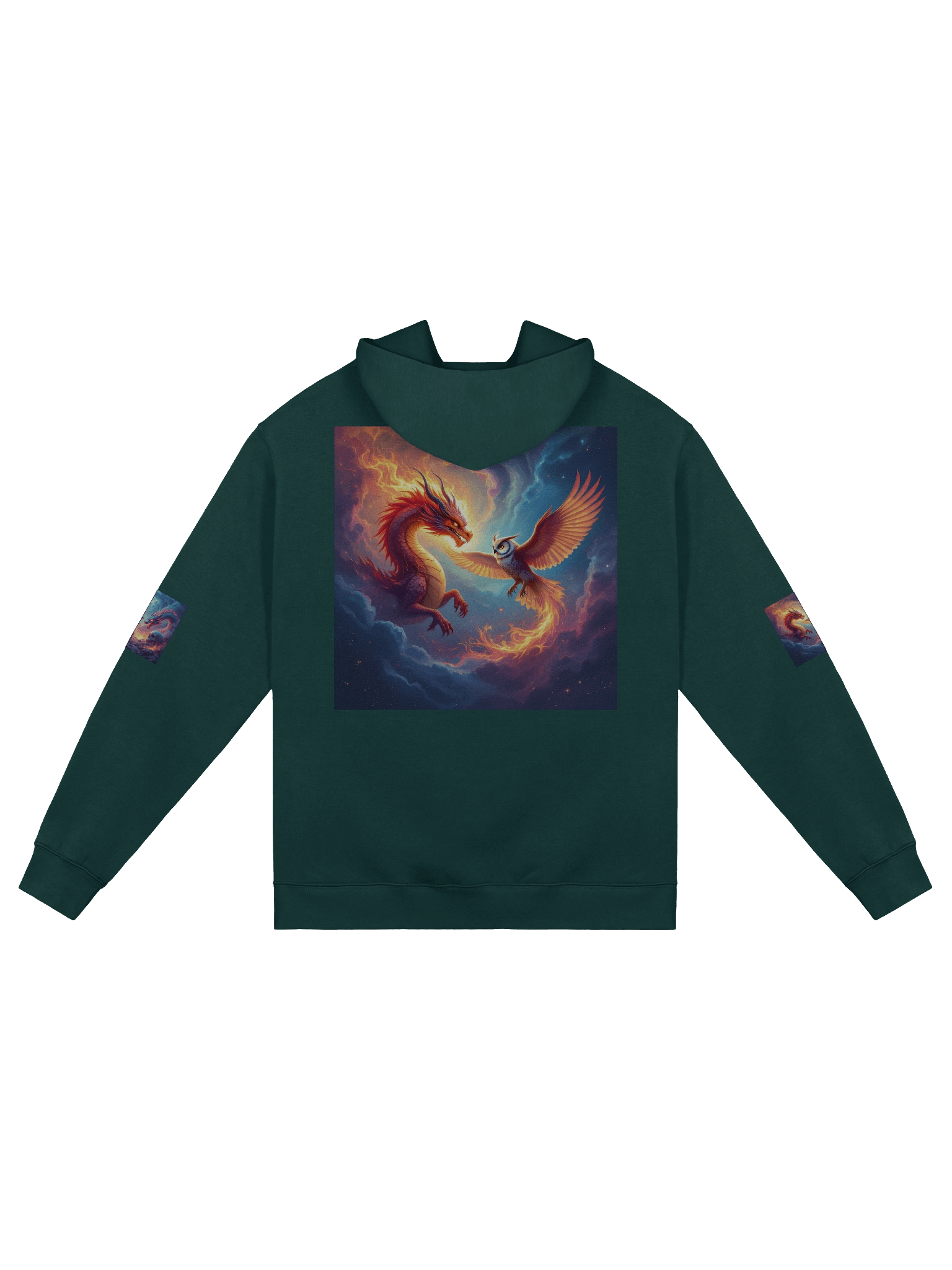 Fiery Dragon and Phoenix Owl Oversized Hoodie product image (2)