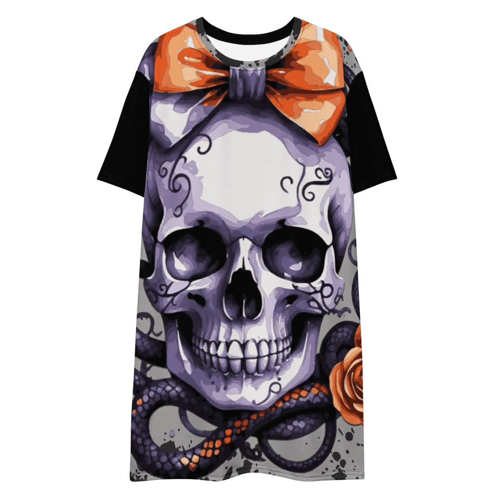 Spooky Coquette Style Skull T-Shirt Dress product image (9)