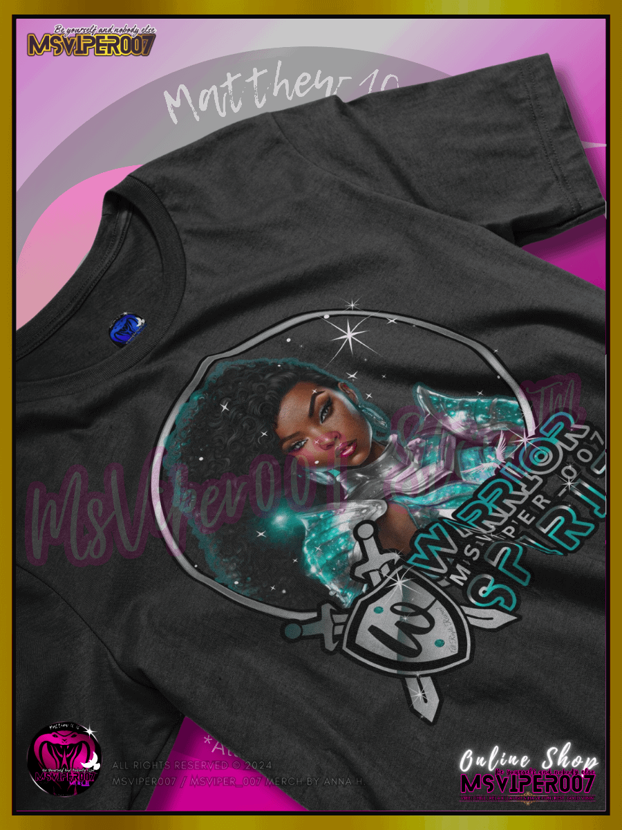 T-Shirt - MsViper007's "Warrior Spirit [Teal Emerald]" Gaming Comfort T-shirt By Anna H. product image (2)