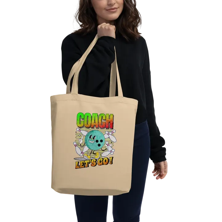 Retro Mascot Coach Bowling Motivational Tote Bag product image (2)