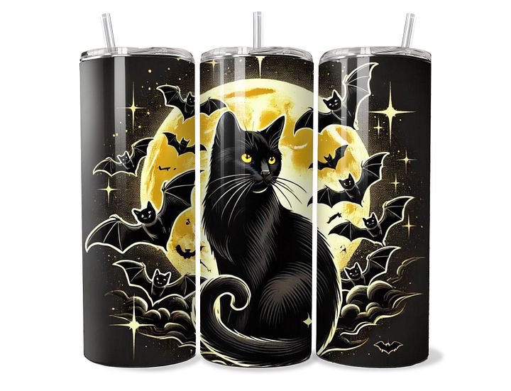 Black Cat & Bat Moon Tumbler - 20oz Stainless Steel product image (1)